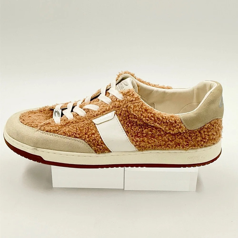 Circus NY Sam Edelman Size 12 Cozy Faux Fur Sneakers Tan White NEW Vance $90